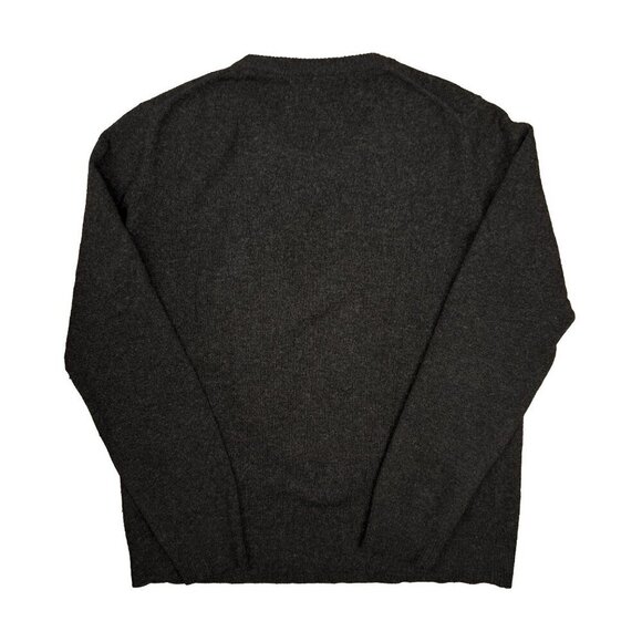 Filippa K Lambswool V-Neck Long Sleeves Leather Patched Elbows Black Sweater s L - Picture 2 of 4